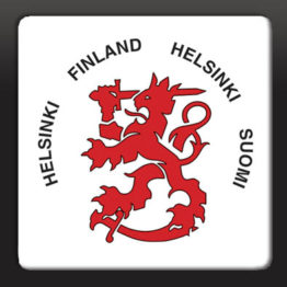 Punainen Suomen vaakuna, keraaminen magneetti (4,8 cm)