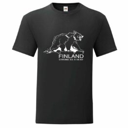 Miesten T-paita Finland – Strong as a Bear / Musta