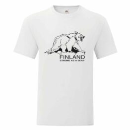 Miesten T-paita Finland – Strong as a Bear / Valkoinen