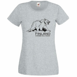 Naisten T-paita Finland – Strong as a Bear / Harmaa